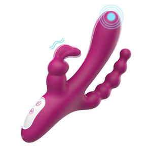 Tiga Motor <span class=keywords><strong>Vibrator</strong></span> kelinci untuk wanita, stimulasi multi-titik tipe manik tarik dalam tubuh tongkat peri - Product Image 1