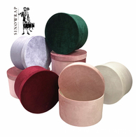 SINOWRAP C002 Coffret Cadeau Rond en Velours Doré de Luxe, Ensemble de 3 Boîtes d'Emballage Florales de Grande Taille pour la Saint-Valentin