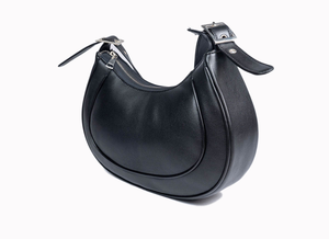 Sac à bandoulière en cuir véritable, fermeture éclair minimaliste, unisexe, usage quotidien, noir - Product Image 4