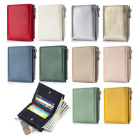 Dompet Kulit Asli OEM/ODM, Tas Kartu, Model Sederhana, Penjepit Uang Lipat, Kulit Sapi Berkualitas Tinggi, Dompet Pria dan Wanita