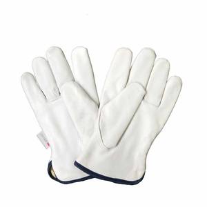 Guantes de trabajo de cuero de cabra blanco, alta calidad, para invierno, abrigados, con logo personalizado - Product Image 5