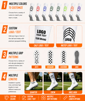 Chaussettes de football haute performance antidérapantes avec logo personnalisé, chaussettes de soccer à adhérence antidérapante, chaussettes athlétiques respirantes et amortissantes