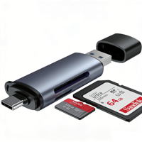 Lecteur de cartes externe pour ordinateur portable JCR001 2-en-1 Type-C/USB avec prise en charge de plusieurs cartes