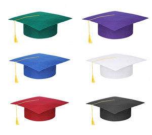 Chapeaux de graduation en feutre avec pompon, chapeau de diplômé en feutre multicolore, accessoire de costume pour hommes et femmes - Product Image 2