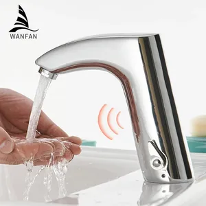 Sensore intelligente rubinetto acqua senza contatto bagno rubinetto in ottone a un foro lavabo rubinetto automatico miscelatore acqua fredda e calda