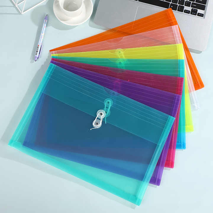 Wholesale A4 Plastic File Folder with Button and String Tie Closure for ...