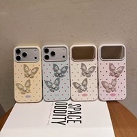 Coque Souple Macaron Gelée à Pois et Nœud Perlé pour iPhone 17 Pro, 16, 15, 14, 13, 18, 13 Pro Max – Étui Arrière