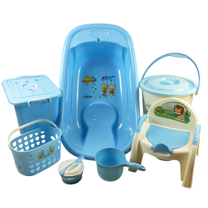Prodotti per neonati appena nati Set da bagno in plastica per bambini 7 pezzi con vasino per vasca da bagno - Product Image 1