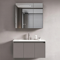 Meuble de salle de bain moderne en PVC avec miroir LED intelligent anti-buée, unité de salle de bain en gros