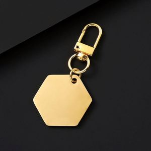 Porte-clés hexagonal en acier inoxydable, pendentif rectangulaire, gravure laser, impression couleur, matériau vierge, cadeau de vacances - Product Image 3