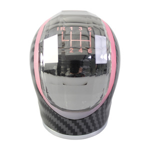 Pommeau de levier de vitesse en cristal 8mm 10mm 12mm en fibre de carbone noir universel pour voiture à transmission manuelle, design ergonomique - Product Image 1