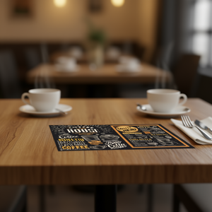 EcoFriendly Plastic Printed Reusable Modern Customizable Thin <b>Rectangle</b> <b>Placemats</b> Machine Washable BPA Free Restaurant Coffee - Product Image 3