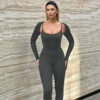 GIMILY oem custom Casual set body pour femmes Slim Fit High Elastic Sling Jumpsuit Long Sleeve Shawl Set Yoga deux-pièces set