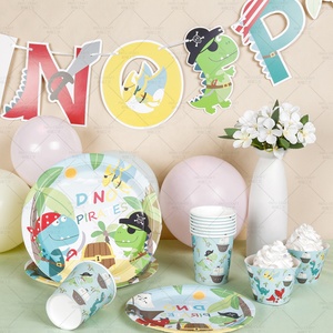 Set di Decorazioni per <span class=keywords><strong>Festa</strong></span> di Compleanno a Tema Dinosauro Pirata PAFU, Piatti, Bicchieri, Tovaglioli, Tovaglia, Sacchetti Regalo, Scatole, Set di Stoviglie per <span class=keywords><strong>Festa</strong></span> a Tema Dinosauro - Product Image 6