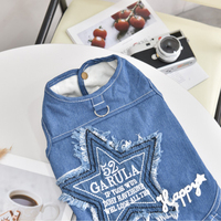 Gilet en jean pour animaux de compagnie avec intérieur en polaire épais, vêtements chauds pour animaux, vente en gros