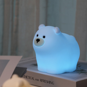 Bear Silicone Night <b>Light</b> <b>USB</b> Rechargeable <b>LED</b> Bedroom Lamp Tap Control Color Changing RGB Lamp with 30 Min Timer for kids - Product Image 4