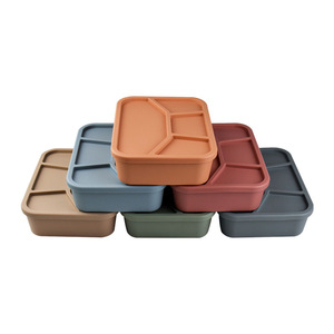 Silicone 4-compartment office lunch box with microwave oven Japanese sealed preservation box