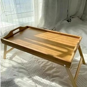 Bandeja portátil de bambú para el desayuno con patas plegables para usar en la cama o en la sala de estar - Product Image 2