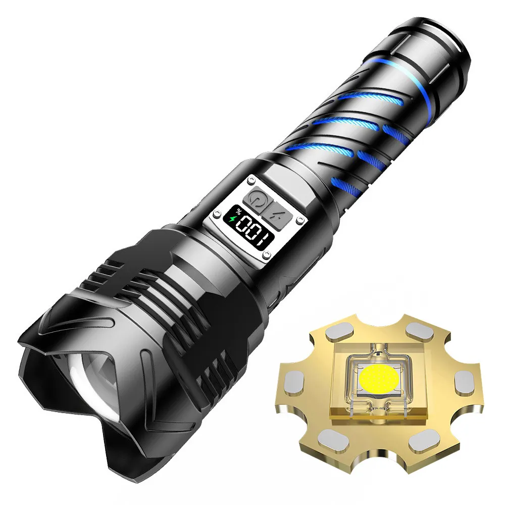 Şarj edilebilir fener güçlü güç el feneri LED DC alüminyum alaşım acil 70 AAA Lanterna Tatica De Led 100000 lümen 100