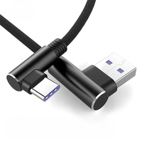 Cable de Carga USB-A a Tipo C de Nylon al por Mayor, con Conector Tipo C en Ángulo de 90 Grados para Uso en Juegos de Teléfono