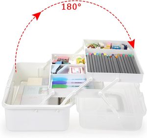XinyiArt Caja Organizadora de 3 Capas Blanca para Suministros de Costura, Medicamentos, Herramientas, Manualidades y Arte - Product Image 2
