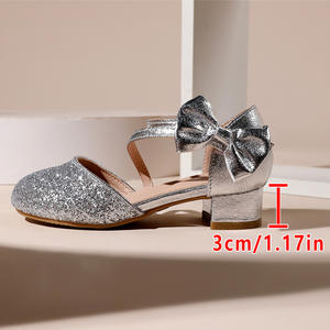 Sandales Plates d'Été Scintillantes pour Filles à Talon Haut, Chaussures de Princesse à Design Creux avec Caractéristique Anti-Dérapante au Niveau des Orteils, Semelle Intérieure en PU - Product Image 4