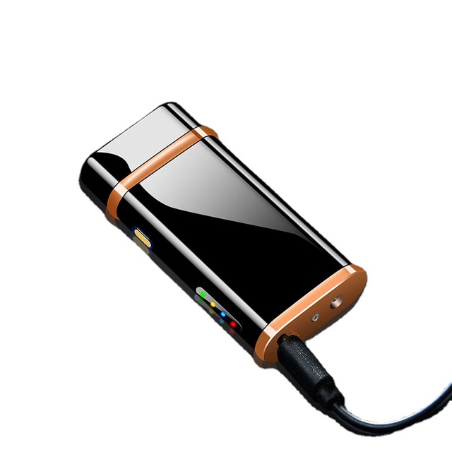 Custom Logo USB Encendedores Cigarette Electric Plasma ARC Lighter LED Lighting Rechargeable Lighters