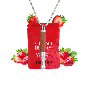 Minyak Esensial Stroberi Gaya Baru Logo Kustom FUM Inhaler Kayu Tanpa Uap Bebas Asap Kalung Liontin Berhenti Merokok - Product Image 1