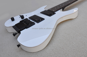 Guitarra Eléctrica Sin Cabeza Flyoung Blanca, Fabricada a Medida, Herrajes Negros, Instrumento de Cuerdas para Zurdos - Product Image 3