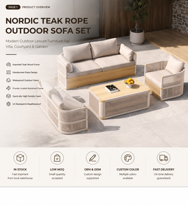 Salon modulaire d'extérieur avec structure en rotin PE résistant aux intempéries et tissu anti-UV pour cour, resort et jardin - Product Image 4
