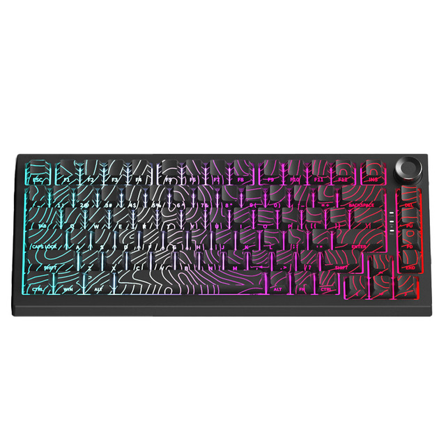 Hot Sale In-Stock K81 Customizable Three-Mode Side-Engraved Mechanical Keyboard PBT Two-Tone Gradient Backlit Keyboard