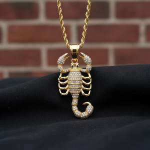 Nouveau Collier Pendentif Hip-Hop en Acier Inoxydable Plaqué Or avec Zircon Incrusté, Motif <span class=keywords><strong>Scorpion</strong></span> <span class=keywords><strong>Roi</strong></span>, Inaltérable - Product Image 6