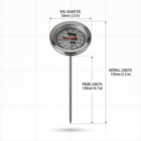 Termometer Makanan DIAL - Probe Dapur Tahan Air, Aman untuk Oven, Tidak Perlu Listrik untuk Memasak Daging & Unggas