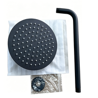 Ensemble de douche mural rond en acier inoxydable antirouille noir Metalique 250002-BK de 8 pouces avec bras de raccordement