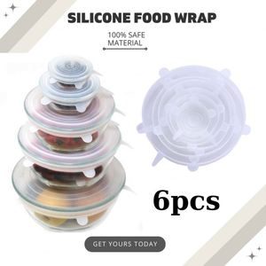 Lot de 6 couvercles en silicone réutilisables, extensibles, économiseurs d'aliments, sans BPA, de qualité alimentaire, écologiques, adaptés aux bols, assiettes, casseroles et poêles - Product Image 2