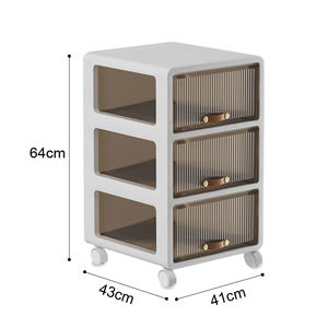Organisateur en plastique <span class=keywords><strong>à</strong></span> <span class=keywords><strong>3</strong></span> niveaux avec <span class=keywords><strong>tiroirs</strong></span> transparents, chariot de rangement roulant avec <span class=keywords><strong>roulettes</strong></span> amovibles, <span class=keywords><strong>tour</strong></span> de <span class=keywords><strong>tiroirs</strong></span> pour chambre et bureau - Product Image 4