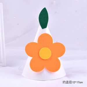 Cappello da festa in feltro di poliestere con piccoli fiori a margherita ispirati al design coreano, decorazione festiva per compleanno di bambini, accessori fotografici per il primo compleanno - Product Image 5