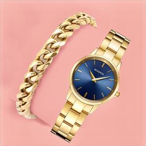 Ensemble de montres pour femmes, style antique et élégant, logo personnalisé, montres de luxe dorées, quartz, verre, bracelet en cuir, montres-bracelets pour femmes - Product Image 2