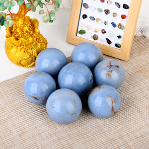 ลูกบอลคริสตัลแองเจลไลท์สีน้ำเงินธรรมชาติขัดเงา ขายดี สำหรับตกแต่งบ้านและบำบัดรักษา - Product Image 2