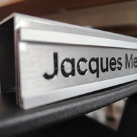 Plaque de nom de bureau en métal inoxydable, étiquette métallique, support de bureau, plaques de nom pour table de conférence avec lettres gravées