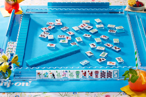 Tuiles de Mahjong en Acrylique Bleu Cristal de Luxe Style Américain Moderne, Tuiles de Mahjong Tropicales 160 pièces pour le Divertissement - Product Image 4