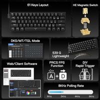OEM ODM K617 HE Wired HallEffect Rapid Trigger Magnetic Gaming Keyboard 8K Polling Adjustable Actuation 61 Keys Design untuk Lebih Banyak Fitur