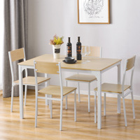 Ensemble de salle à manger pliable 5 pièces, 1 table rectangulaire et 4 chaises, design contemporain, métal gris et blanc