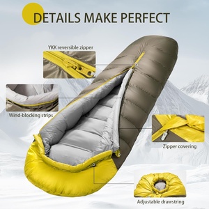 Sac de couchage en duvet pour camping, type momie, léger, <span class=keywords><strong>avec</strong></span> cordon de serrage, protection anti-accroc pour la fermeture éclair, espace spacieux pour les pieds - Product Image 3