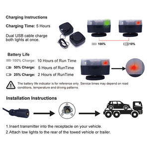2.4G LED carré sans fil feu arrière puissant feux de remorque magnétiques pour camions <span class=keywords><strong>Tata</strong></span> 10-30V DC lumière de secours modèle Van - Product Image 4
