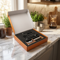 Ensemble cadeau de cuisine 2-en-1 : mousseur à lait électrique rechargeable par USB et aiguiseur de couteaux à 4 étapes, emballage premium pour la cuisine
