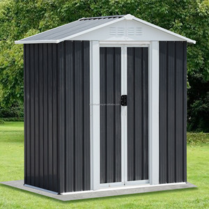 Caseta de Almacenamiento para Jardín de Acero Galvanizado Gris de 10 x 8 Pies, Impermeable, con Recubrimiento en Polvo, Ecológica, con Techo a Dos Aguas y Puerta Doble - Product Image 4