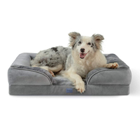 Lit pour chien rectangulaire de luxe, grand, en mousse à mémoire de forme, apaisant, doux, nouveau motif uni, style moderne classique, tendance, carton