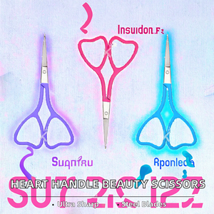 Ciseaux de beauté en acier inoxydable à lame droite et aiguisée, manche en forme de cœur, pour la coupe des sourcils, directement de l'usine - Product Image 2