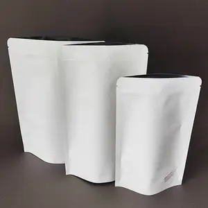 Готовый к отправке пакет из белой крафт-бумаги для пищевых продуктов с замком на молнии, упаковка для хранения чая без окна